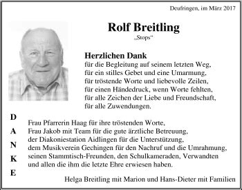 rolf breitling deufringen traueranzeigen|Traueranzeigen .